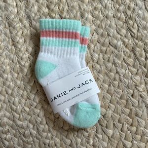 Janie and jack camp socks thick striped pastel blue pink baby girl new 6-12